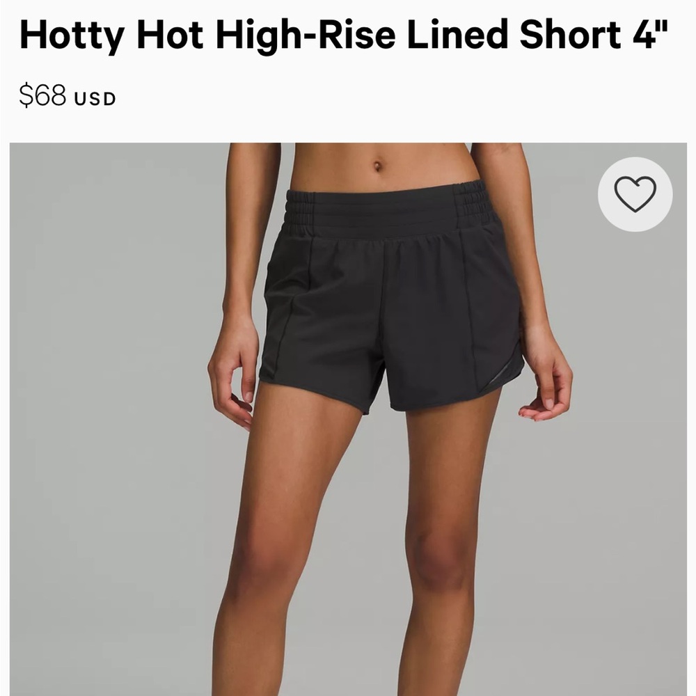 EUC Lululemon hotty hot high rise shorts 4” black 6